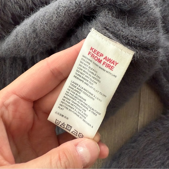 Urban Outfitters Grey Fuzzy Rib Cropped Cardigan Sweater - Picture 5 of 6